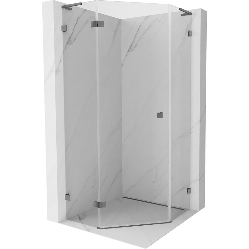 Mexen Lunar L penkiakampė dušo kabina 80 x 80 cm, permatoma, juoda - 831L-080L-080P-95-00-L