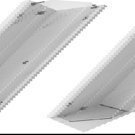 Mexen Lunar L penkiakampė kairinė atveriama dušo kabina 80 x 80 cm, permatoma, ginklo metalo spalva - 831L-080L-080P-95-00-L