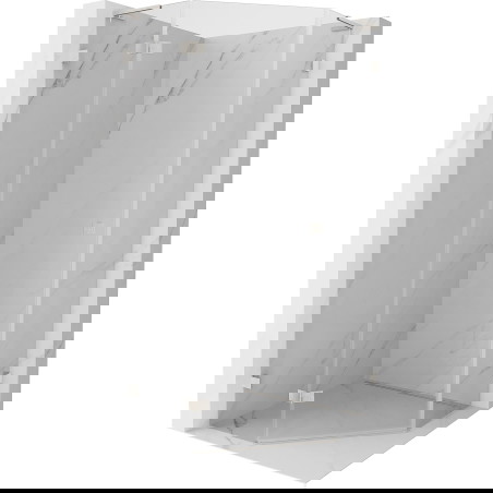 Mexen Lunar L kairatinė penkiakampė dušo kabina, atsiverianti į kairę, 80 x 80 cm, skaidri, šlifuotas nikelis