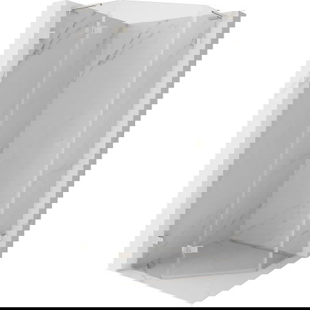 Mexen Lunar L penkiakampė kairė atidaromoji dušo kabina 80 x 80 cm, skaidri, šlifuotas nikelis - 831L-080L-080P-97-00-L