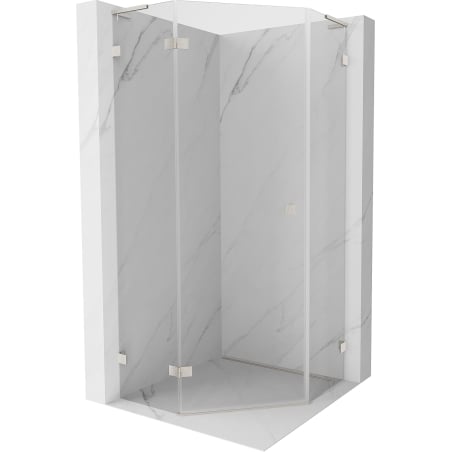Mexen Lunar L penkiakampis kairysis dušo kabina 90 x 90 cm, skaidri, šlifuotas nikelis - 831L-090L-090P-97-00-L