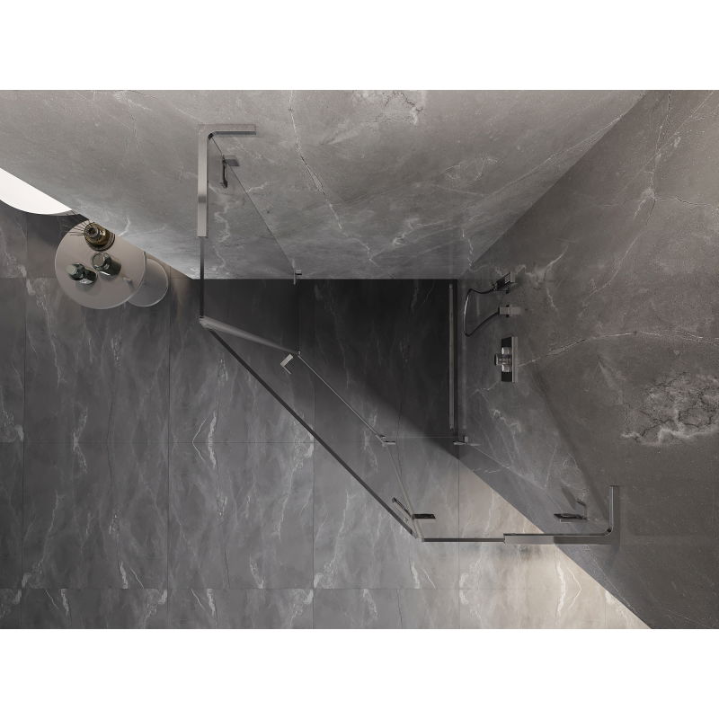 Mexen Lunar L penkiakampė dešinė pakreipiama dušo kabina 90 x 90 cm, permatoma, chromuota - 831L-090P-090L-01-00-P