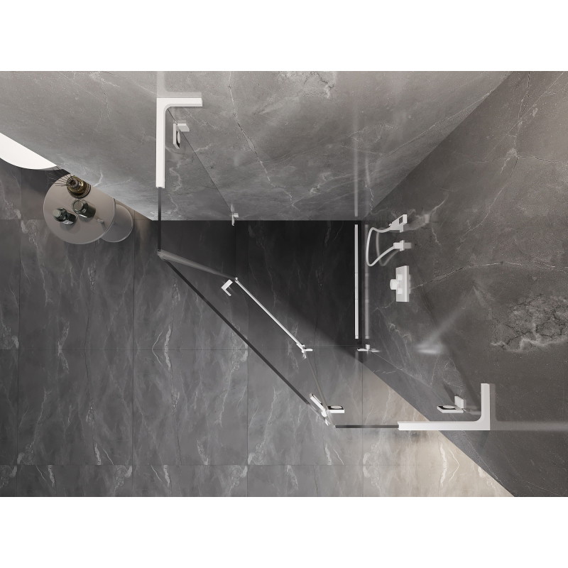 Mexen Lunar L penkiakampė atveriama dešinė dušo kabina 80 x 80 cm, permatoma, balta - 831L-080P-080L-20-00-P