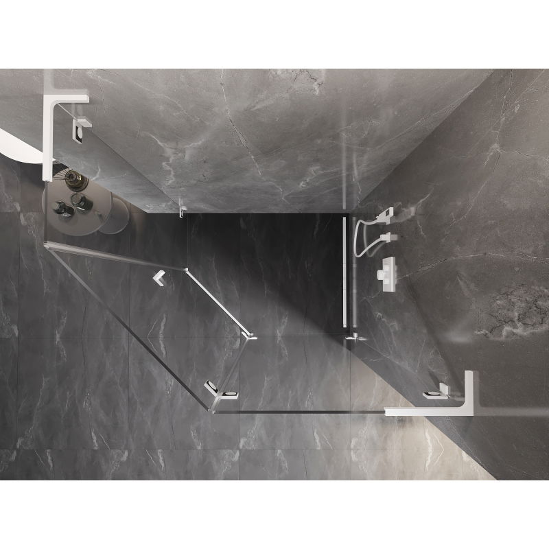 Mexen Lunar L penkiakampė dešinė pusė dušo kabina 90 x 80 cm, skaidri, balta - 831L-090P-080L-20-00-P