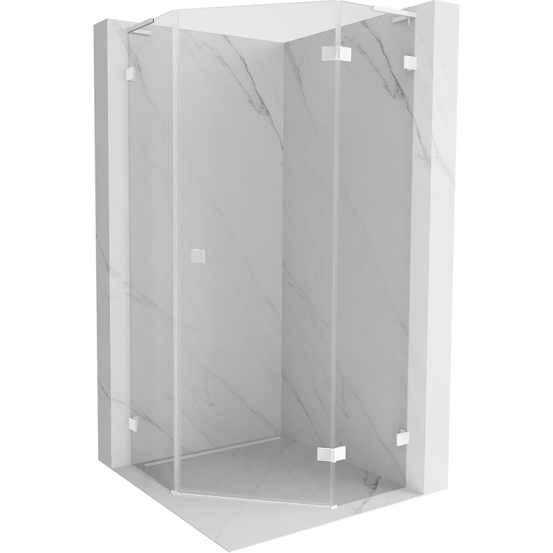 Mexen Lunar L penkiakampė dešinė dušo kabina 90 x 90 cm, skaidri, balta - 831L-090P-090L-20-00-P