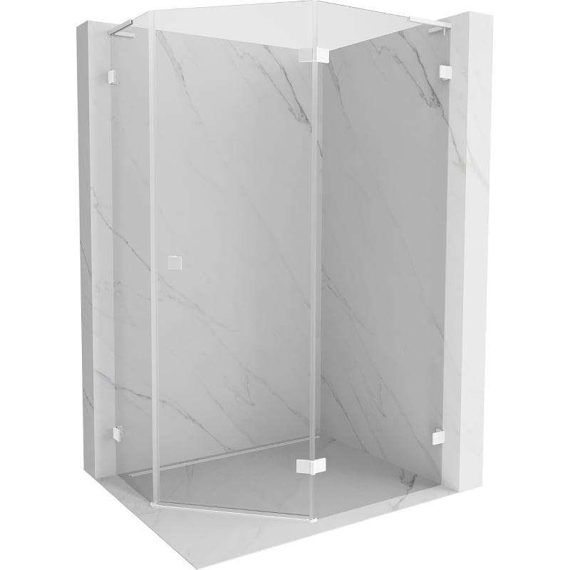 Mexen Lunar L penkiakampė dušo kabina varstoma dešinė 100 x 80 cm, permatoma, balta - 831L-100P-080L-20-00-P
