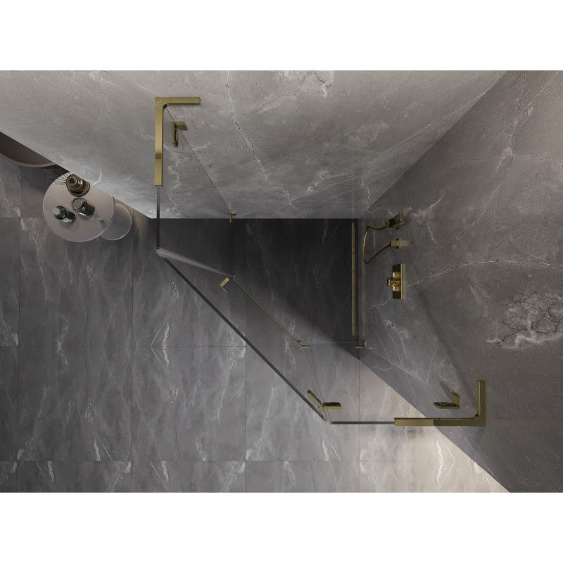 Mexen Lunar L penkiakampė dešinioji dušo kabina 90 x 90 cm, permatoma, auksinė - 831L-090P-090L-50-00-P