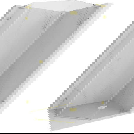 Mexen Lunar L penkiakampė dešinė dušo kabina 90 x 80 cm, permatoma, auksinė matinė - 831L-090P-080L-55-00-P