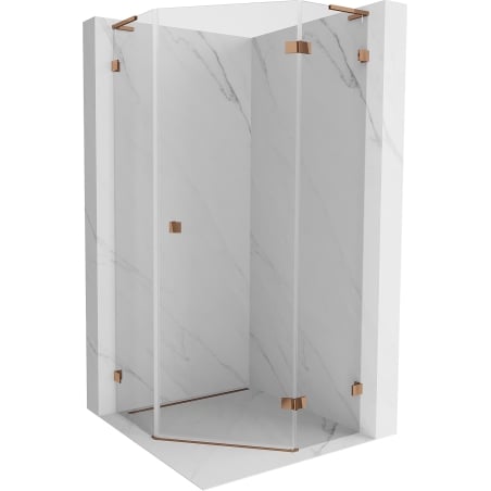 Mexen Lunar L penkiakampė dešinioji dušo kabina 90 x 90 cm, skaidri, rožinis auksas - 831L-090P-090L-60-00-P