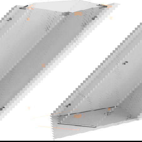 Mexen Lunar L penkiakampė dušo kabina atveriama dešinė 100 x 80 cm, permatoma, rožinis auksas - 831L-100P-080L-60-00-P