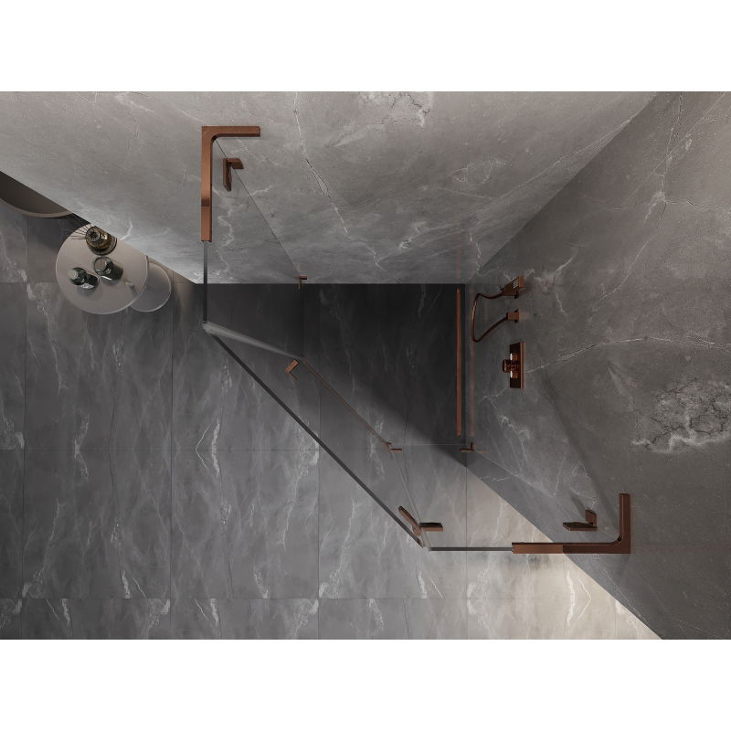 Mexen Lunar L penkiakampė dušo kabina, dešinė atveriama 100 x 100 cm, skaidri, rožinio aukso - 831L-100P-100L-60-00-P