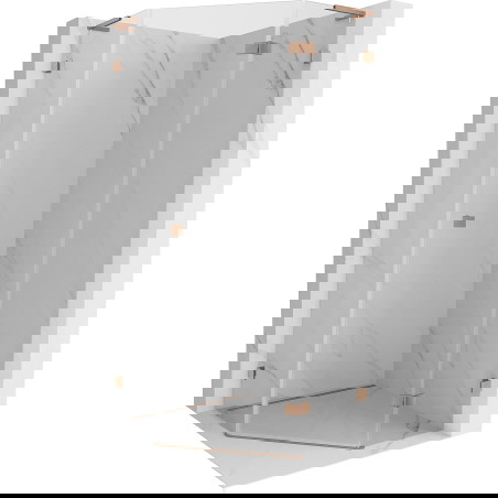 Mexen Lunar L penkiakampė dušo kabina, dešinio darinėjimo 90 x 90 cm, skaidrus, šlifuotas varis - 831L-090P-090L-65-00-P