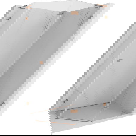 Mexen Lunar L pentagoninė dušo kabina, atidaroma į dešinę, 100 x 80 cm, permatoma, šlifuotas varis - 831L-100P-080L-65-00-P