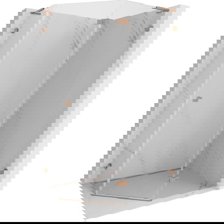 Mexen Lunar L penkiakampė atveriama dešinė dušo kabina 100 x 90 cm, skaidri, šlifuotas varis - 831L-100P-090L-65-00-P