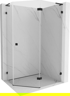 Mexen Lunar L penkiakampis dušo kabina, dešiniosios durelės, 100 x 80 cm, skaidri, juoda - 831L-100P-080L-70-00-P