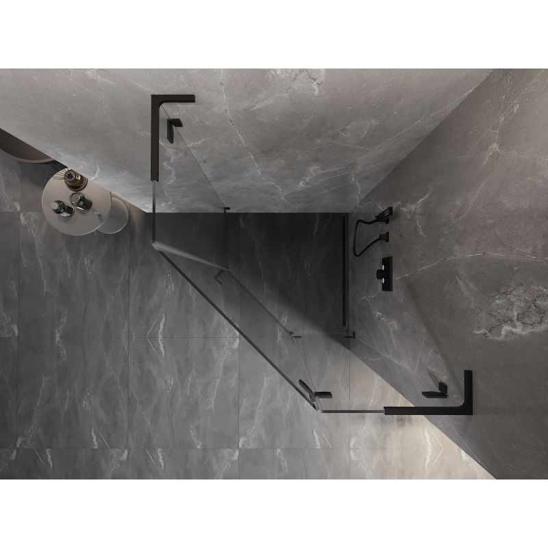 Mexen Lunar L penkiakampė dušo kabina atidaromomis durimis dešinė 100 x 100 cm, skaidri, juoda - 831L-100P-100L-70-00-P
