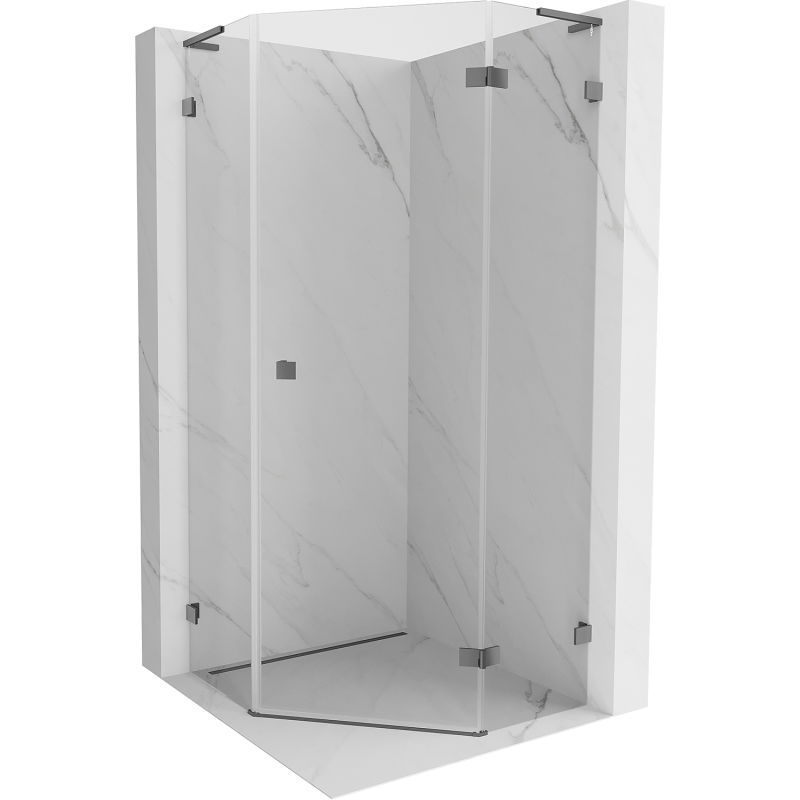 Mexen Lunar L penkiakampis dešinysis dušo kambarys 80 x 80 cm, skaidrus, ginklo metalo spalva - 831L-080P-080L-95-00-P