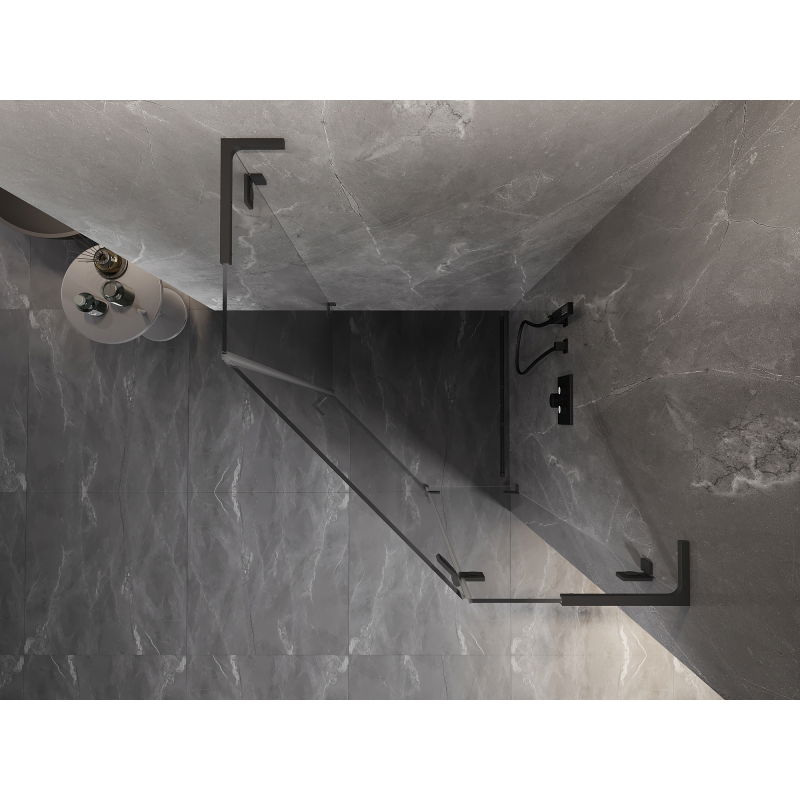 Mexen Lunar L penkiakampė dešinė dušo kabina 100 x 100 cm, skaidri, ginklinis metalas - 831L-100P-100L-95-00-P