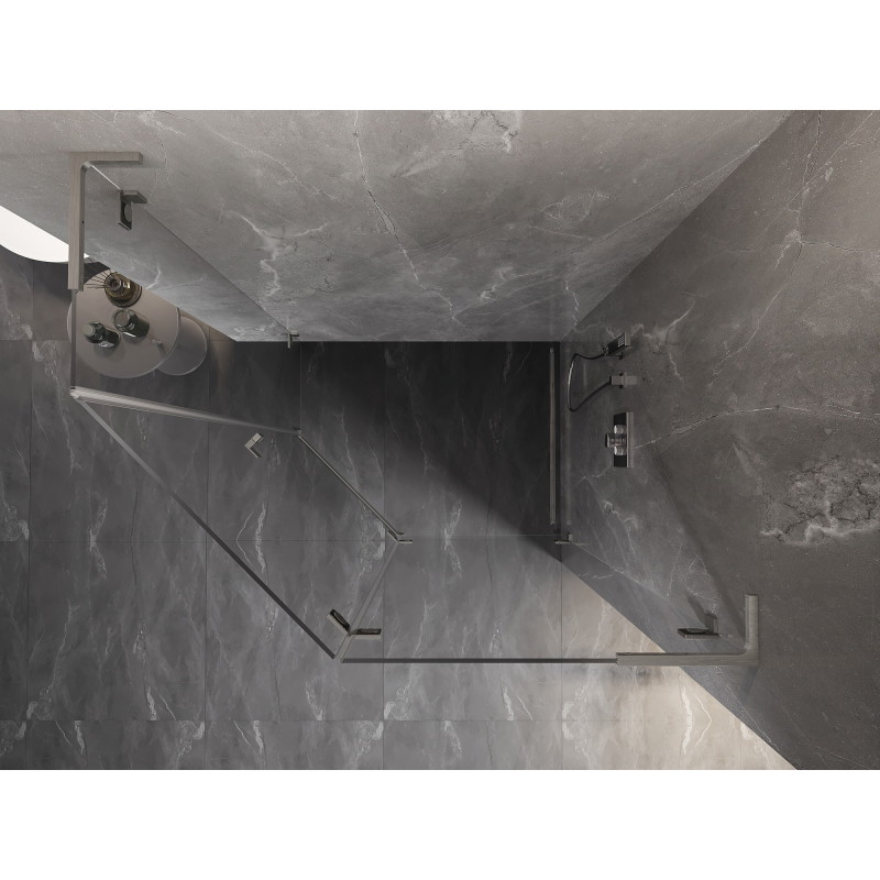 Mexen Lunar L penkiakampė dešinė pakreipiama dušo kabina 100x80 cm, skaidri, šlifuotas nikelis - 831L-100P-080L-97-00-P