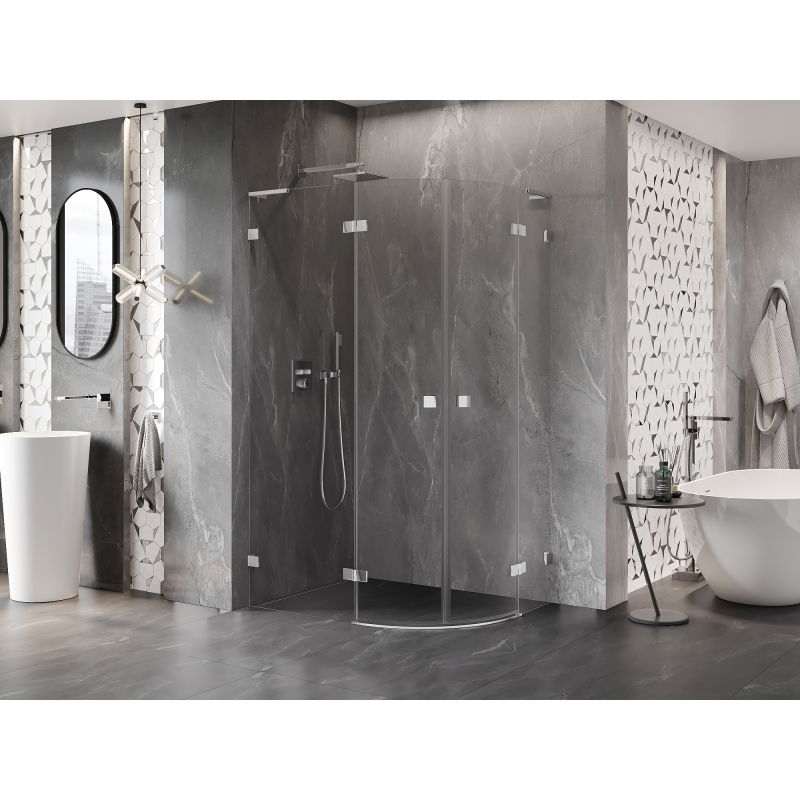 Mexen Lunar L pusapvalė dušo kabina varstoma kairė 90 x 70 cm, skaidri, chromuota - 833L-090L-070P-01-00