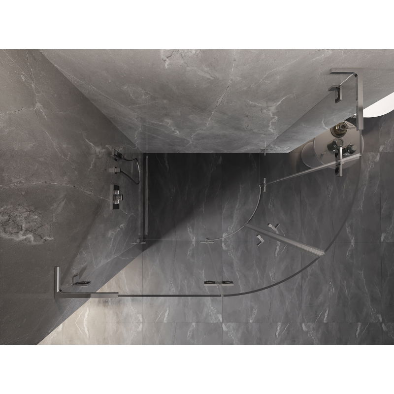 Mexen Lunar L pusapvalė dušo kabina varstoma kairė 100 x 90 cm, permatoma, chromas - 833L-100L-090P-01-00