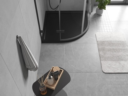 Mexen Flow pusapvalė dušo padėklas slim 90 x 90 cm, juoda matinė - 46Q709090