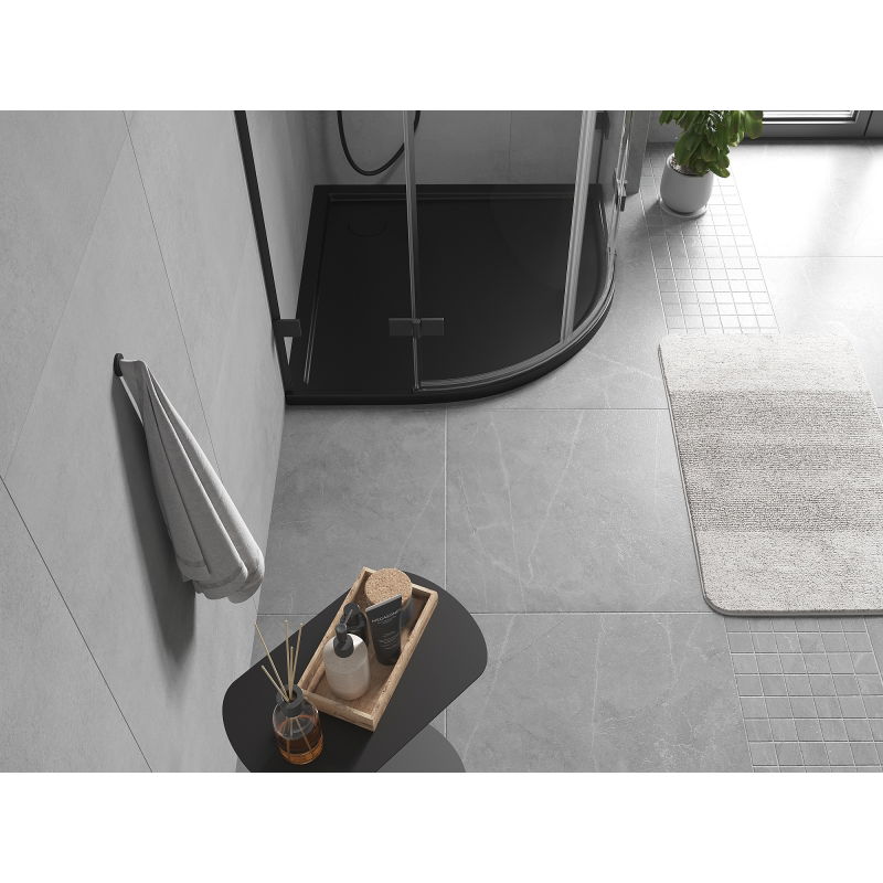 Mexen Flow pusapvalis plonas dušo padėklas 100 x 100 cm, juodas matinis - 46Q701010