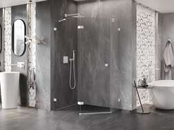 Mexen Lunar penkiakampė dušo kabina su vyriais, kairinė, 100 x 80 cm, skaidri, balta - 831-100L-080P-20-00-L