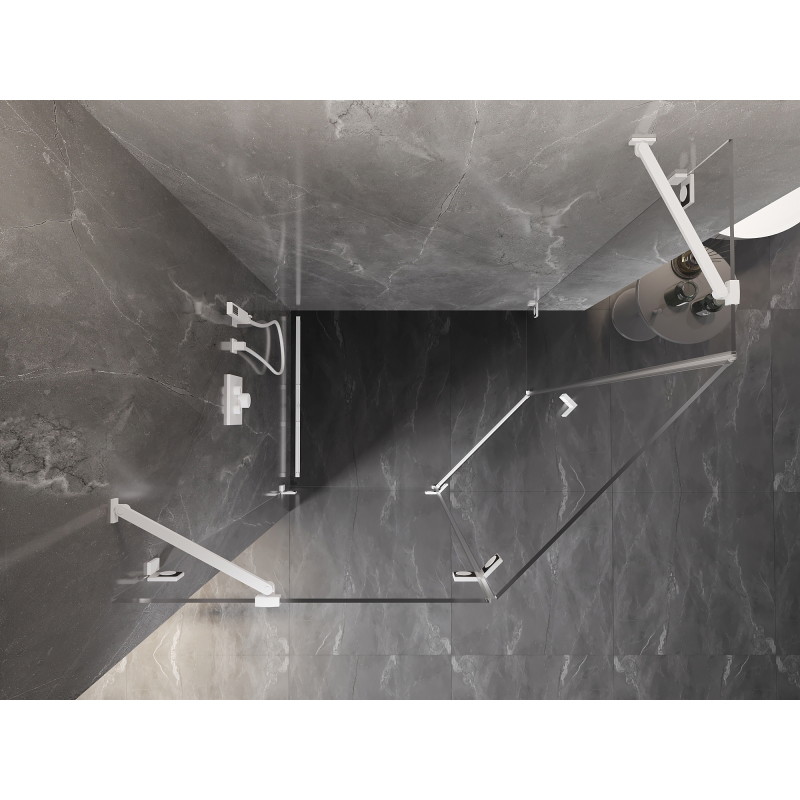 Mexen Lunar penkiakampė dušo kabina su varstomomis durimis kairė 100 x 80 cm, permatoma, balta - 831-100L-080P-20-00-L