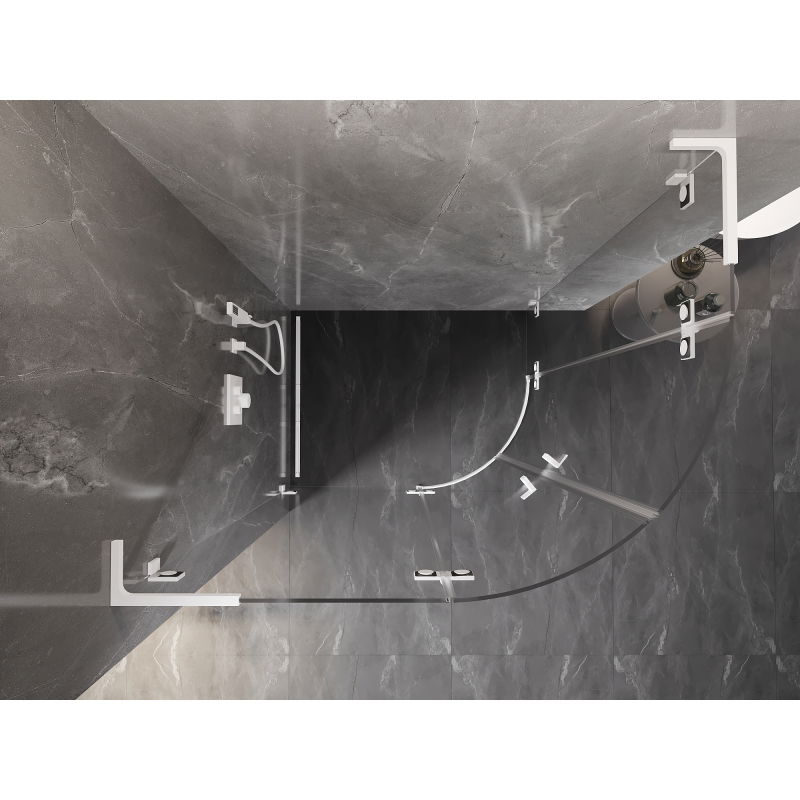 Mexen Lunar L pusapvalė dušo kabina su atveriamomis durimis, kairė 100 x 80 cm, skaidri, balta - 833L-100L-080P-20-00