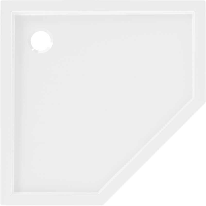 Mexen Flow penkiakampis plokščias dušo padėklas 90 x 90 cm, baltas blizgesys - 46P109090