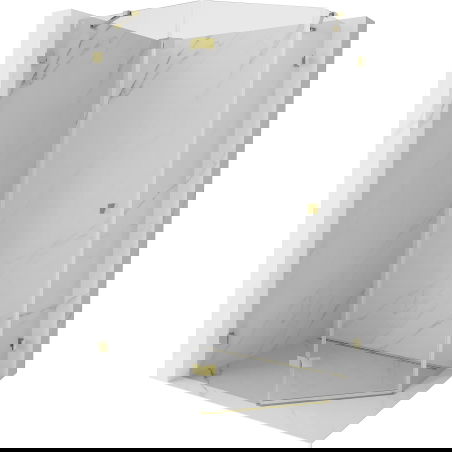 Mexen Lunar penkiakampis dušo kabina, nulenkti kairė 100 x 80 cm, skaidrus, auksinis - 831-100L-080P-50-00-L