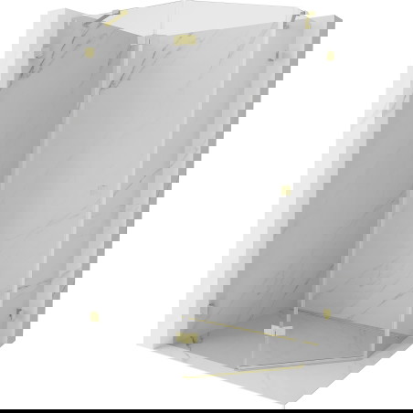 Mexen Lunar penkiakampė kairinė atveriama dušo kabina 100 x 80 cm, permatoma, šlifuotas auksas - 831-100L-080P-55-00-L
