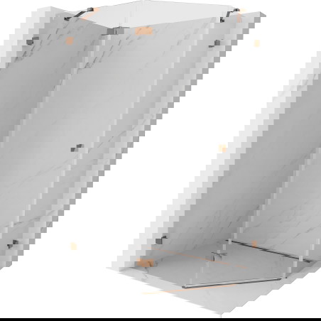 Mexen Lunar penkiakampė dušo kabina kairė atveriama 100 x 90 cm, skaidri, rožinis auksas - 831-100L-090P-60-00-L