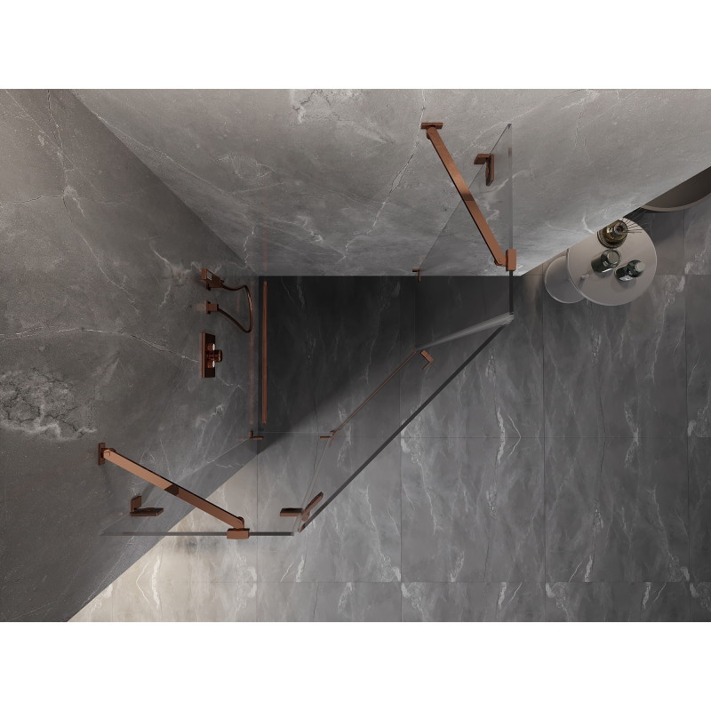 Mexen Lunar penkiakampė, stumdomos durys, kairinė, 100 x 100 cm, permatomos, rožinis auksas - 831-100L-100P-60-00-L