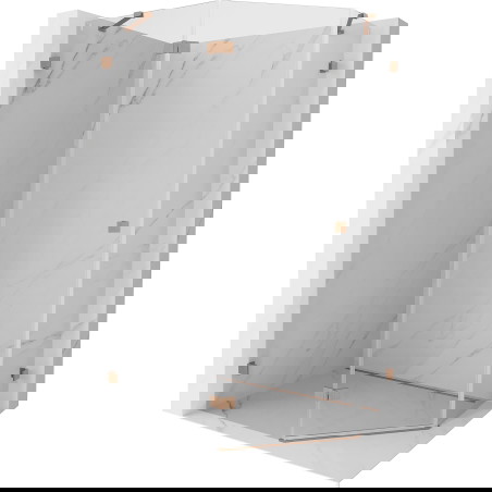 Mexen Lunar penkiakampė dušo kabina su kairiniais pasukamaisiais durimis 100 x 80 cm, skaidri, šlifuotas varis