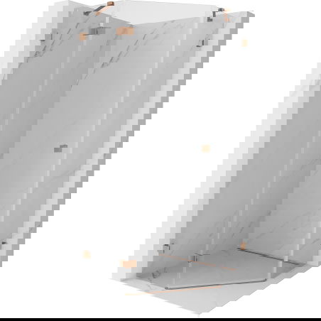 Mexen Lunar penkiakampė dušo kabina, atidaroma į kairę 100 x 100 cm, skaidri, šepečiu valyta varis - 831-100L-100P-65-00-L