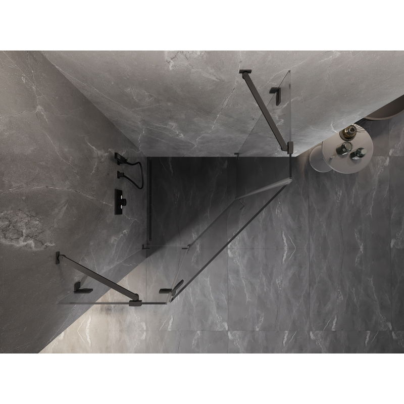 Mexen Lunar penkiakampė atverčiama kairė pusė dušo kabina 90 x 90 cm, skaidri, šlifuotas ginklų pilkas