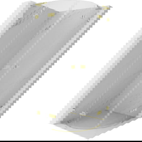 Mexen Lunar L pusapvalė dušo kabina su atveriamomis durimis 90 x 90 cm, skaidri, auksinė šlifuota - 833L-090L-090P-55-00