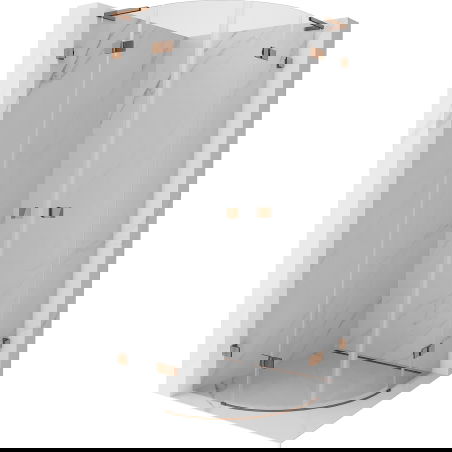 Mexen Lunar L pusapvalė dušo kabina atidaroma 90 x 90 cm, skaidrus, rožinis auksas - 833L-090L-090P-60-00