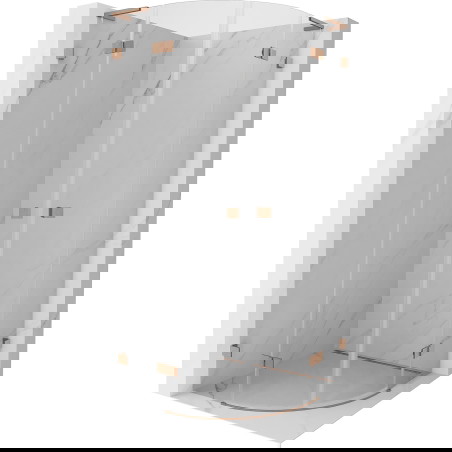 Mexen Lunar L dušo kabina pusapvalė atidaroma 90 x 90 cm, permatoma, šlifuotas varis - 833L-090L-090P-65-00