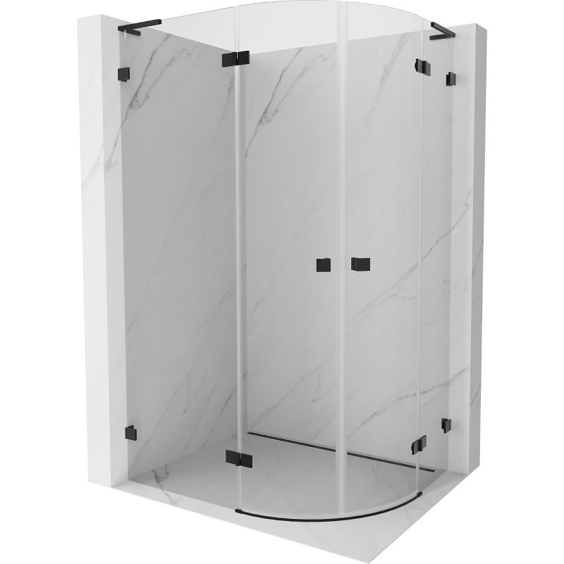 Mexen Lunar L pusapvalė dušo kabina atveriama kairė 100 x 80 cm, permatoma, juoda - 833L-100L-080P-70-00