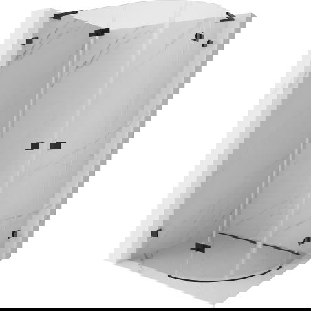 Mexen Lunar L pusapvalė dušo kabina atveriama kairė 100 x 80 cm, permatoma, juoda - 833L-100L-080P-70-00