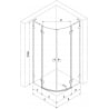 Mexen Lunar L pusapvalė dušo kabina atveriama 80 x 80 cm, skaidri, ginklų metalas - 833L-080L-080P-95-00