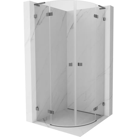 Mexen Lunar L pusapvalė dušo kabina atveriama 80 x 80 cm, skaidri, ginklų metalas - 833L-080L-080P-95-00