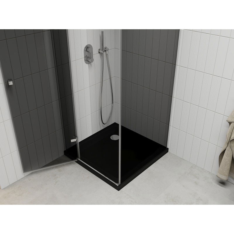 Mexen Roma dušo kabina atveriama 90 x 90 cm, grafitas, chromas + juodas padėklas Flat - 854-090-090-01-40-4070