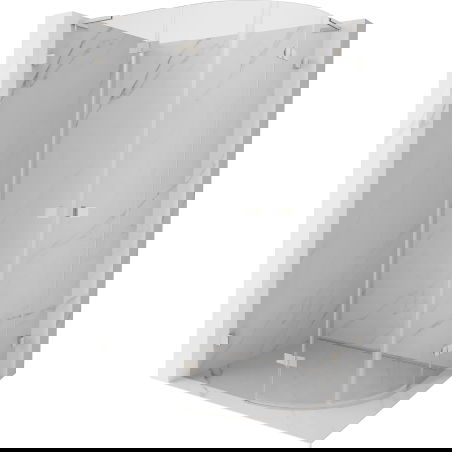 Mexen Lunar L pusapvalė dušo kabina su pasukamomis durimis, kairinė, 100 x 90 cm, skaidri, šlifuotas nikelis