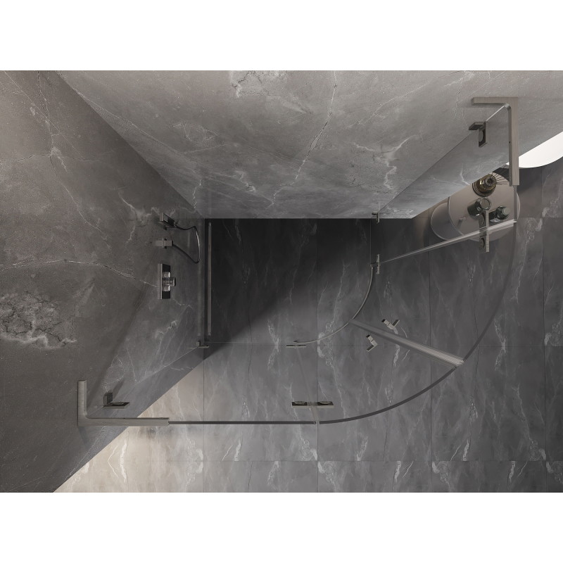 Mexen Lunar L pusapvalė kairinė dušo kabina 100 x 90 cm, skaidri, šepečiu nikeliuota - 833L-100L-090P-97-00