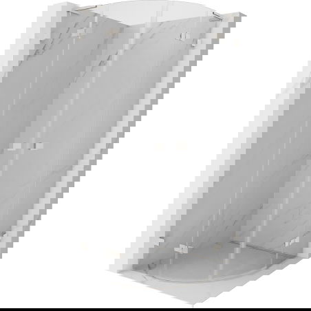 Mexen Lunar L pusapvalė dušo kabina su pasukamomis durimis 100 x 100 cm, permatoma, šlifuotas nikelis - 833L-100L-100P-97-00