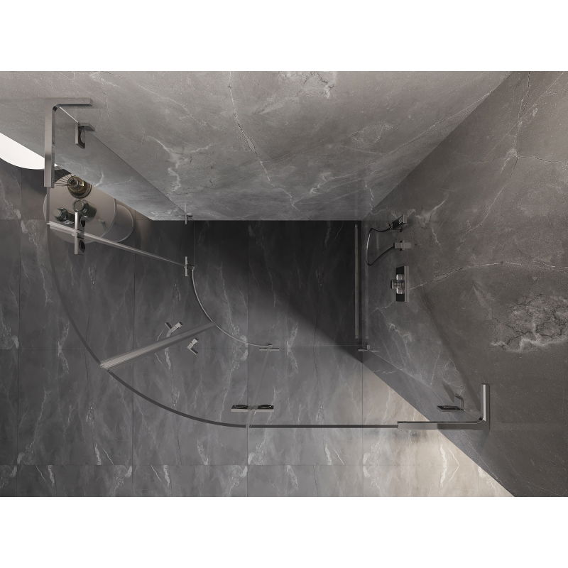 Mexen Lunar L pusapvalė dušo kabina atveriama dešinė 90 x 70 cm, skaidrus, chromas - 833L-090P-070L-01-00